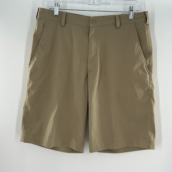 NIKE GOLF DRI-FIT HYRID 10.5 STRETCHY FIT TACKY WAISTBAND TAN GOLF SHORTS 32 - Picture 1 of 7